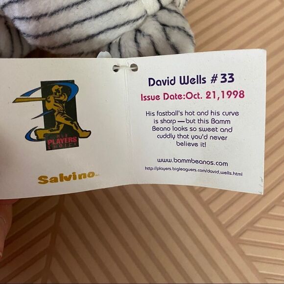 Bamm Beano's Stuffed Bears 24 Martinez & 33 Wells with Tags 1998 Striped White - Picture 11 of 13